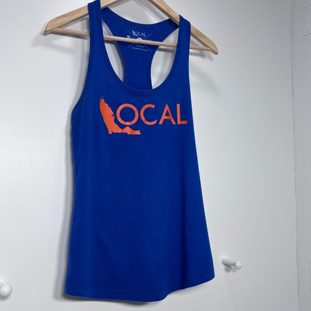 Local Florida Women’s Size M Race Back Tank Top Blue  Orange Cotton - Picture 2 of 4